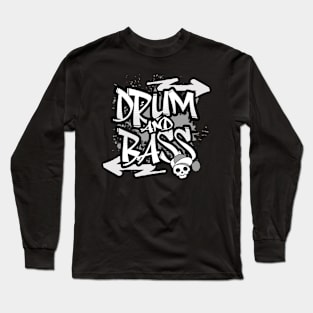 DRUM AND BASS  - Graffiti Skull (grey) Long Sleeve T-Shirt